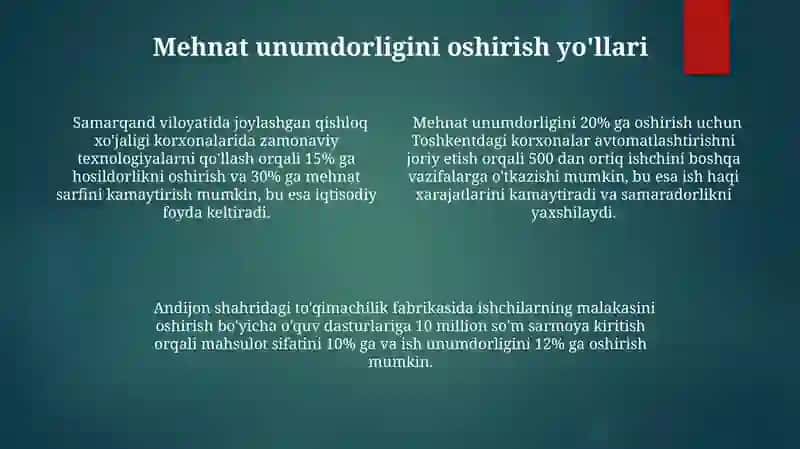 Mehnat Resurslarining Samaradorlik Ko'rsatkichlari 4