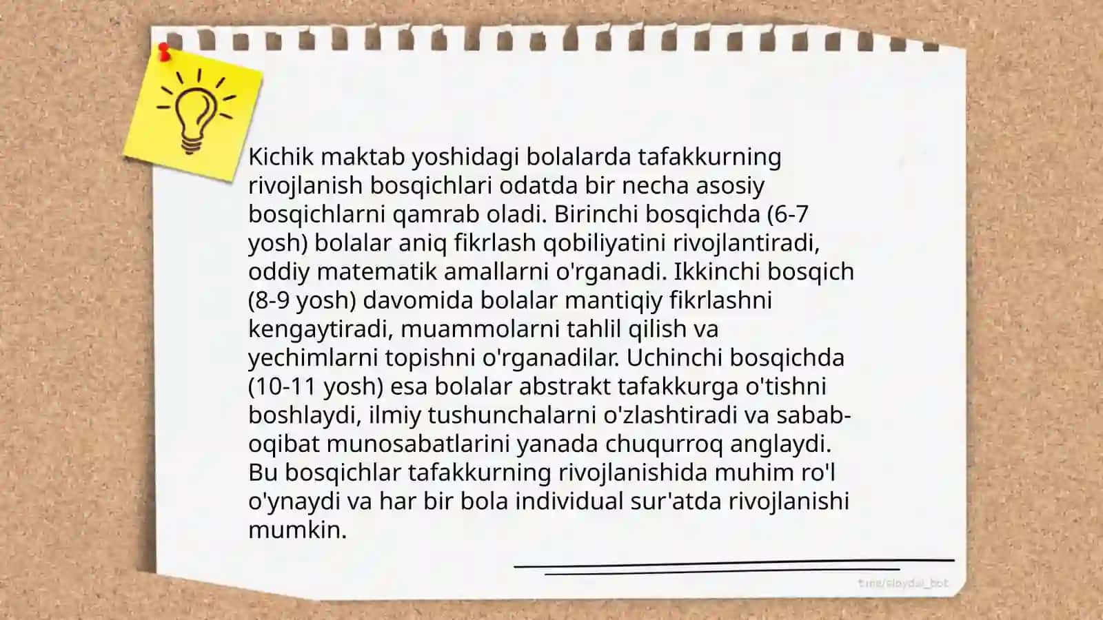 Kichik maktab yoshidagi o'quvchilar tafakkurining shakillanishi 4