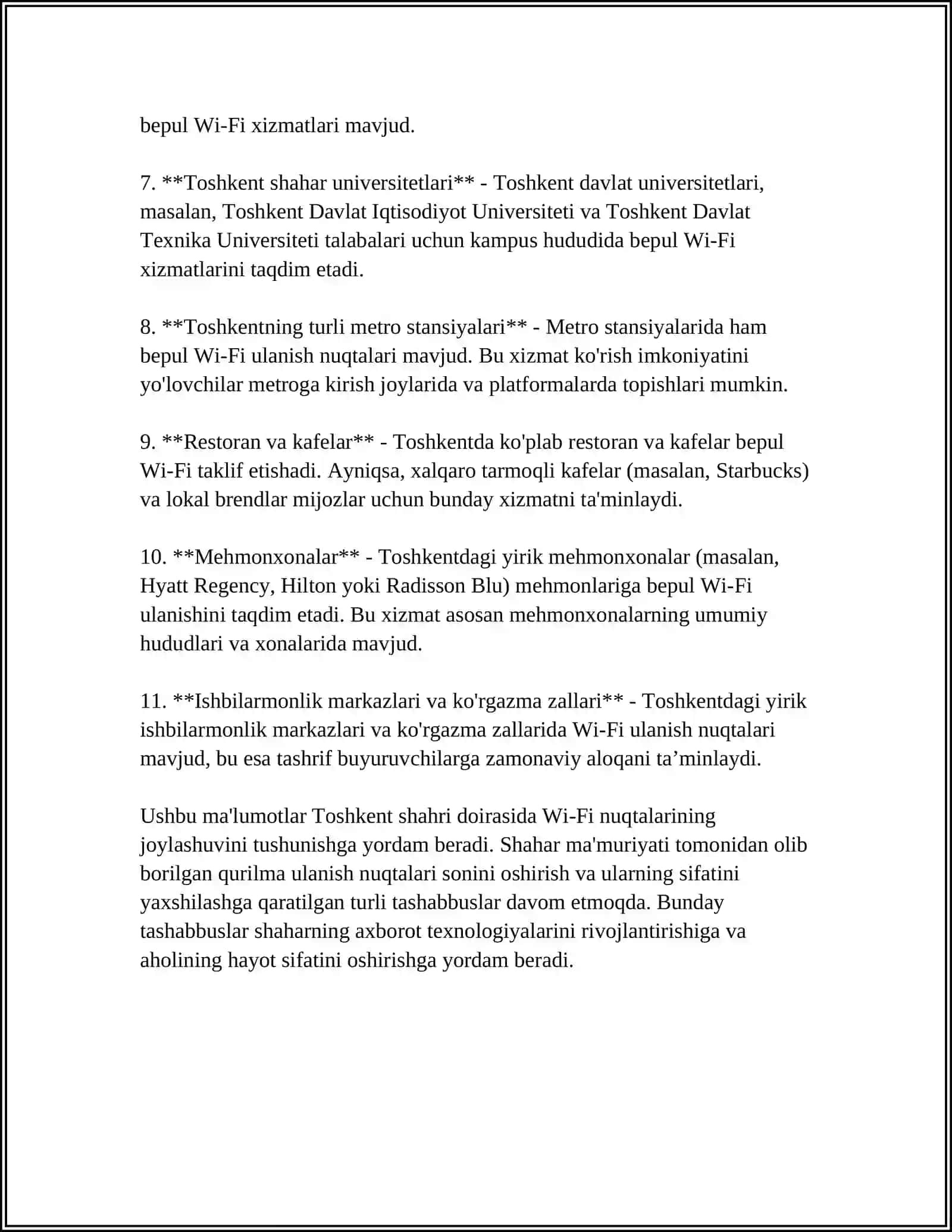 SHAHARDA WI-FI NUQTALARNING JOYLASHUVI VA QAMROV ZONASI XARITASI 4