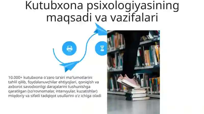 Kutubxona psixologiyasi predmeti, maqsadi va vazifalari 4