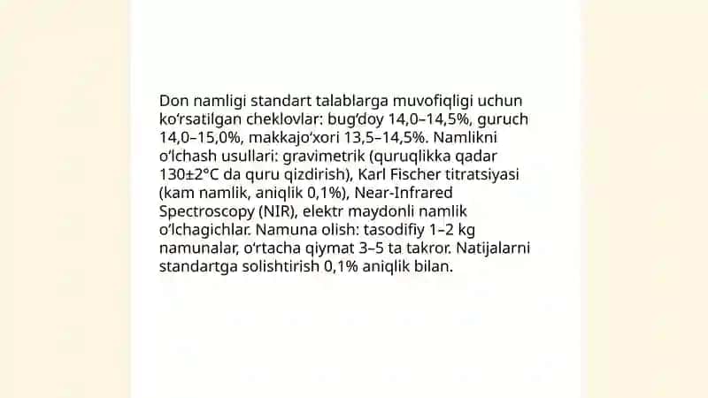 Donlarning sifatini standart talabi bo'yicha aniqlash 4