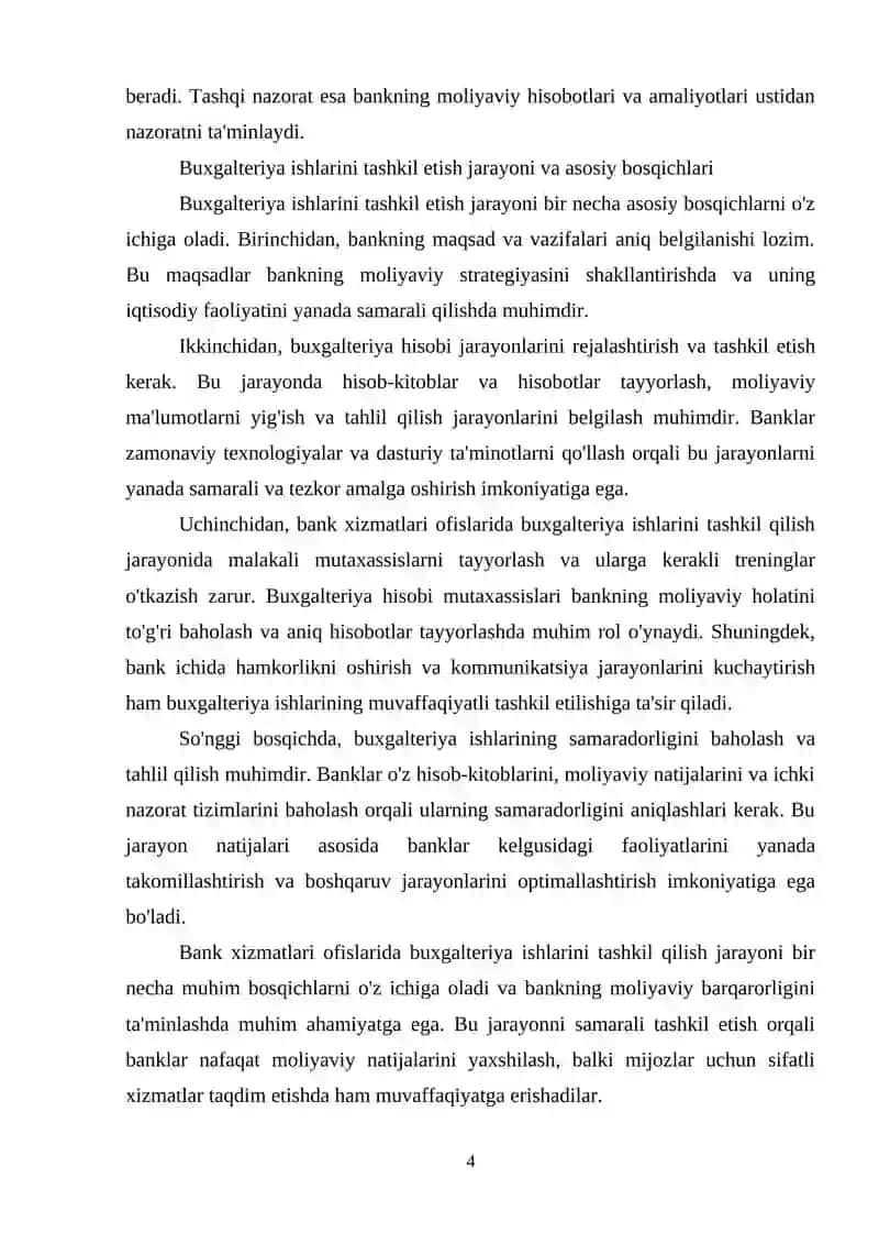 BANK XIZMATLARI OFISLARIDA BUXGALTERIYA ISHLARINI TASHKIL QILISH ASOSLARI. 4