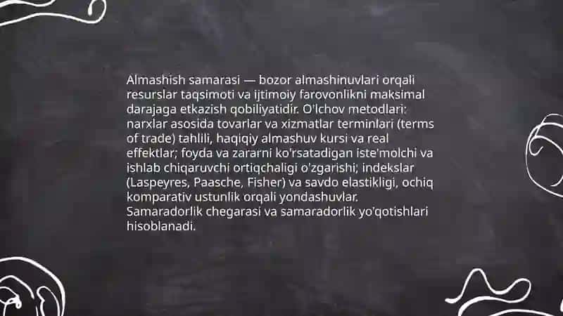 Daromad samarasi va almashish samarasi 4