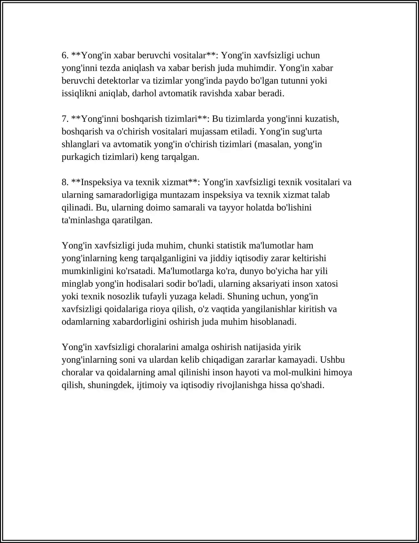 YONG'IN XAVFSIZLIGI ASOSLARI.YONG'IN XAVFSIZLIGINI TA'MINLASH CHORALARI 4