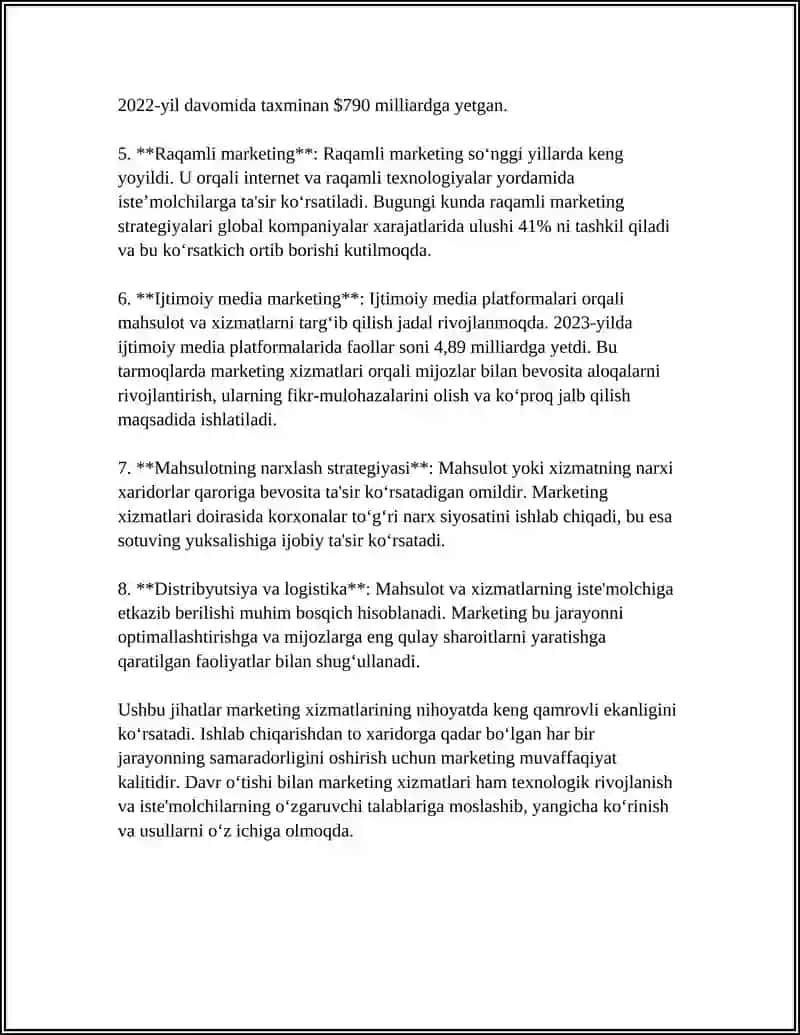 MARKETING XIZMATLARINING XUSUSIYATLARI 4