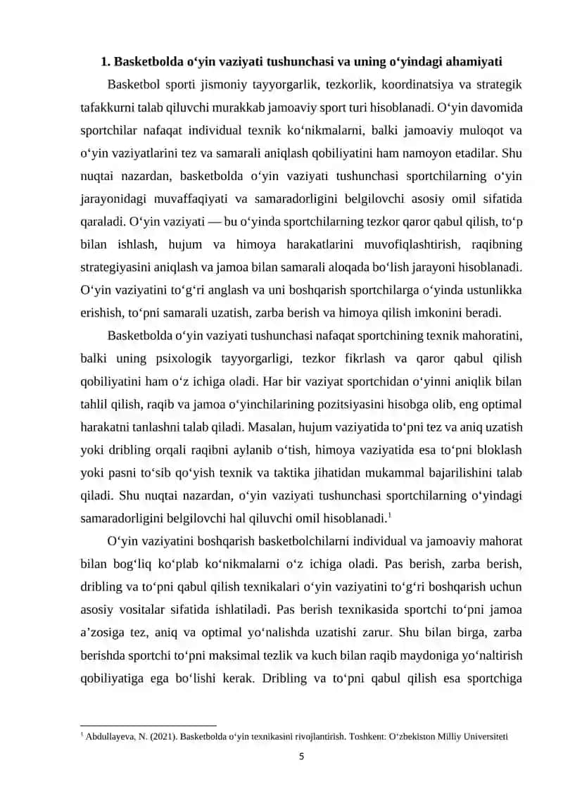Basketbolda o‘yin vaziyati texnikasini takomillashtirish 4