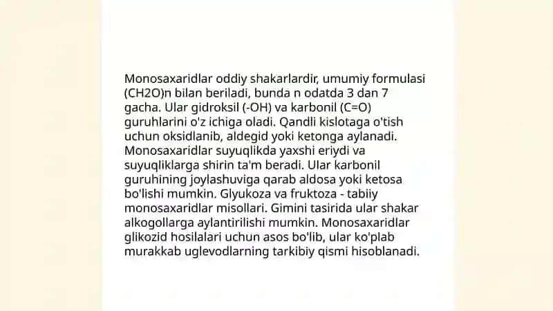 UGLEVODLAR. MONOSAXARIDLAR 4
