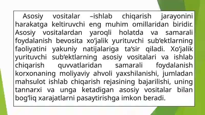 ASOSIY VOSITALAR HOLATI VA ULARDAN SAMARALI FOYDALANISH TAHLILI 4