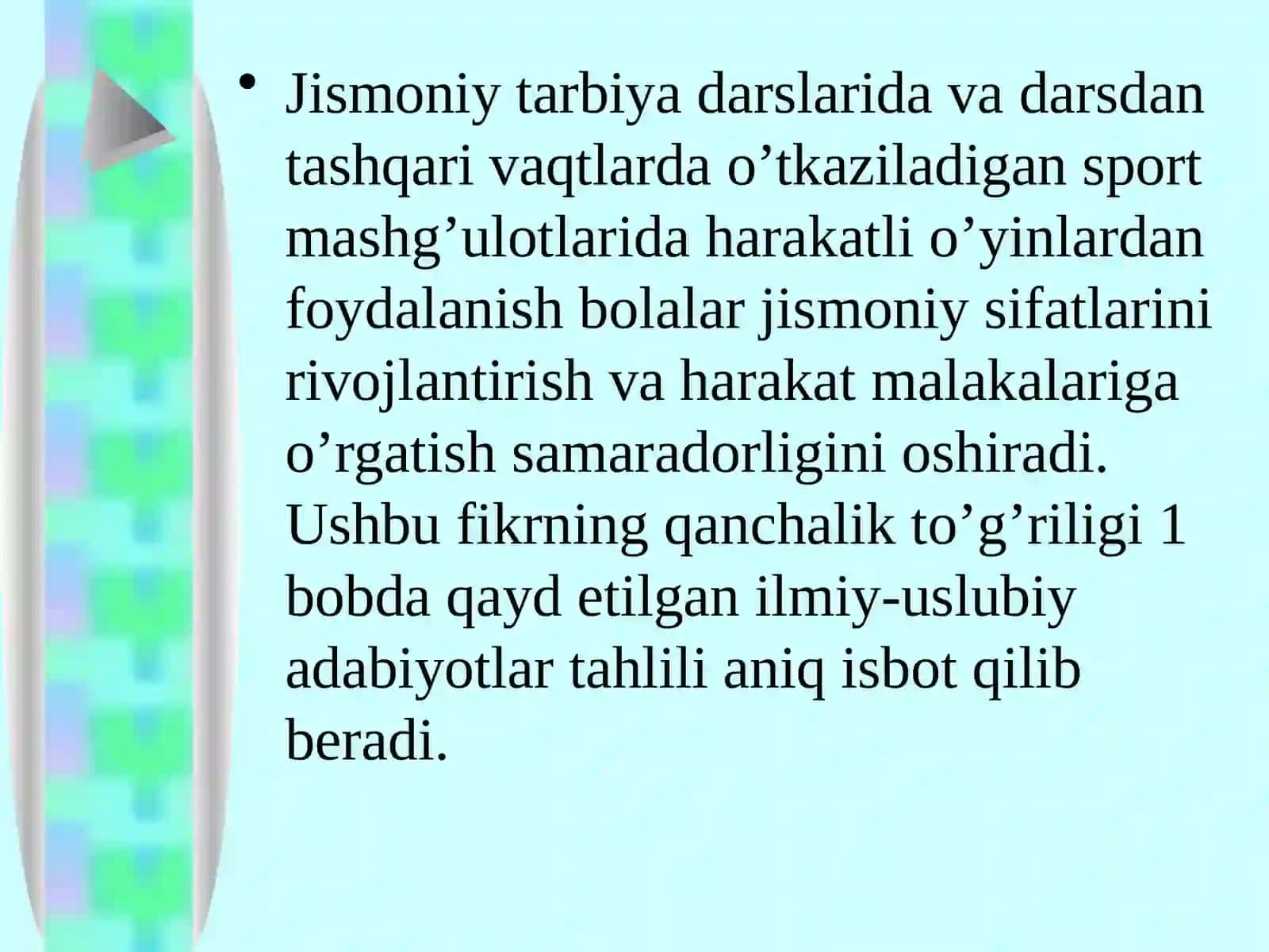 Darsdan tashqari vaqtda xarakatli o’yinlarni tashkillashtirish va o’tkazish usullari 4