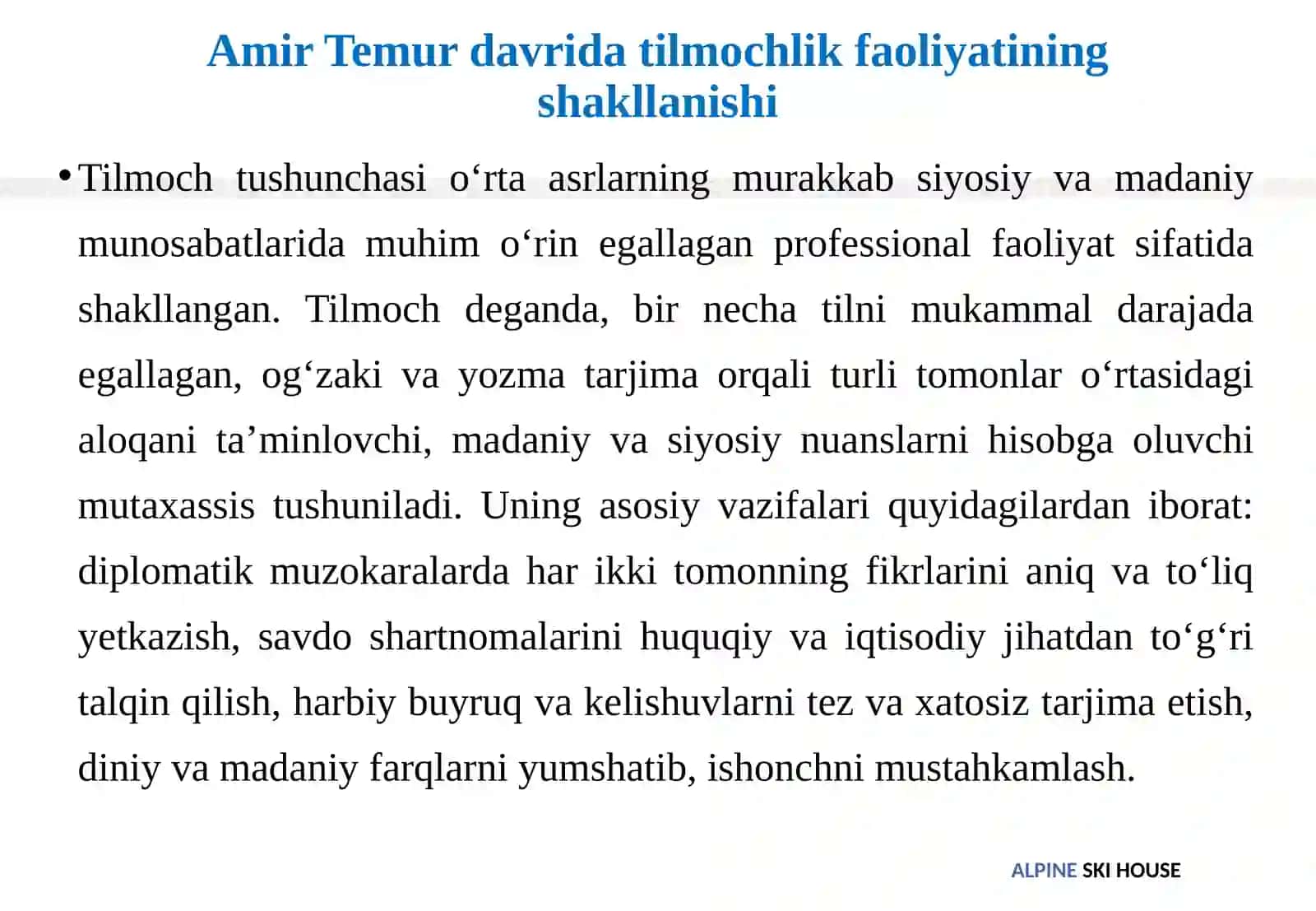 Amir Temur va Temuriy davlatida tilmochlarning hayot tarsi 4