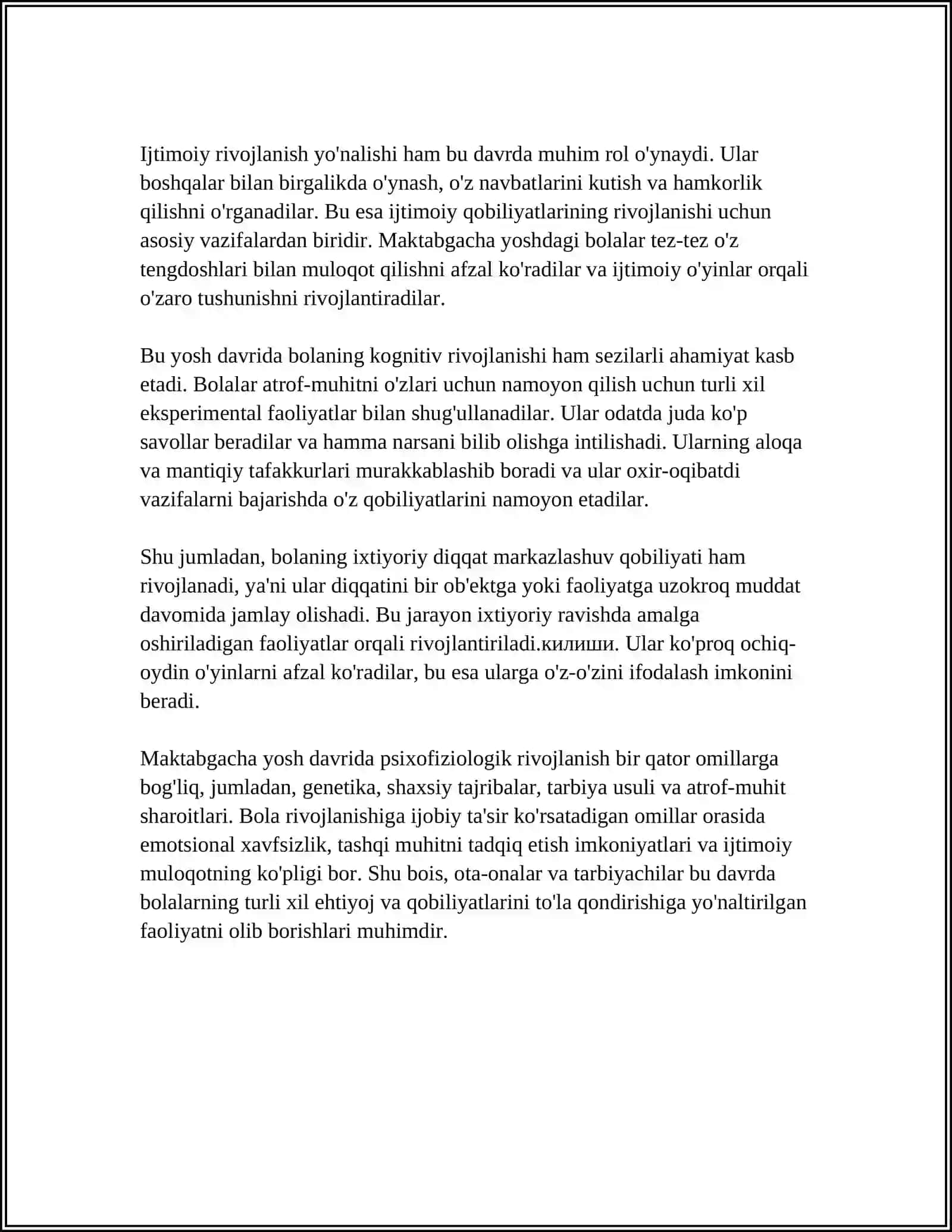 MAKTABGACHA YOSH DAVRIDA PSIXOFIZIALOGIK TARAQQIYOTNING UMUMIY TAVSIFI 4