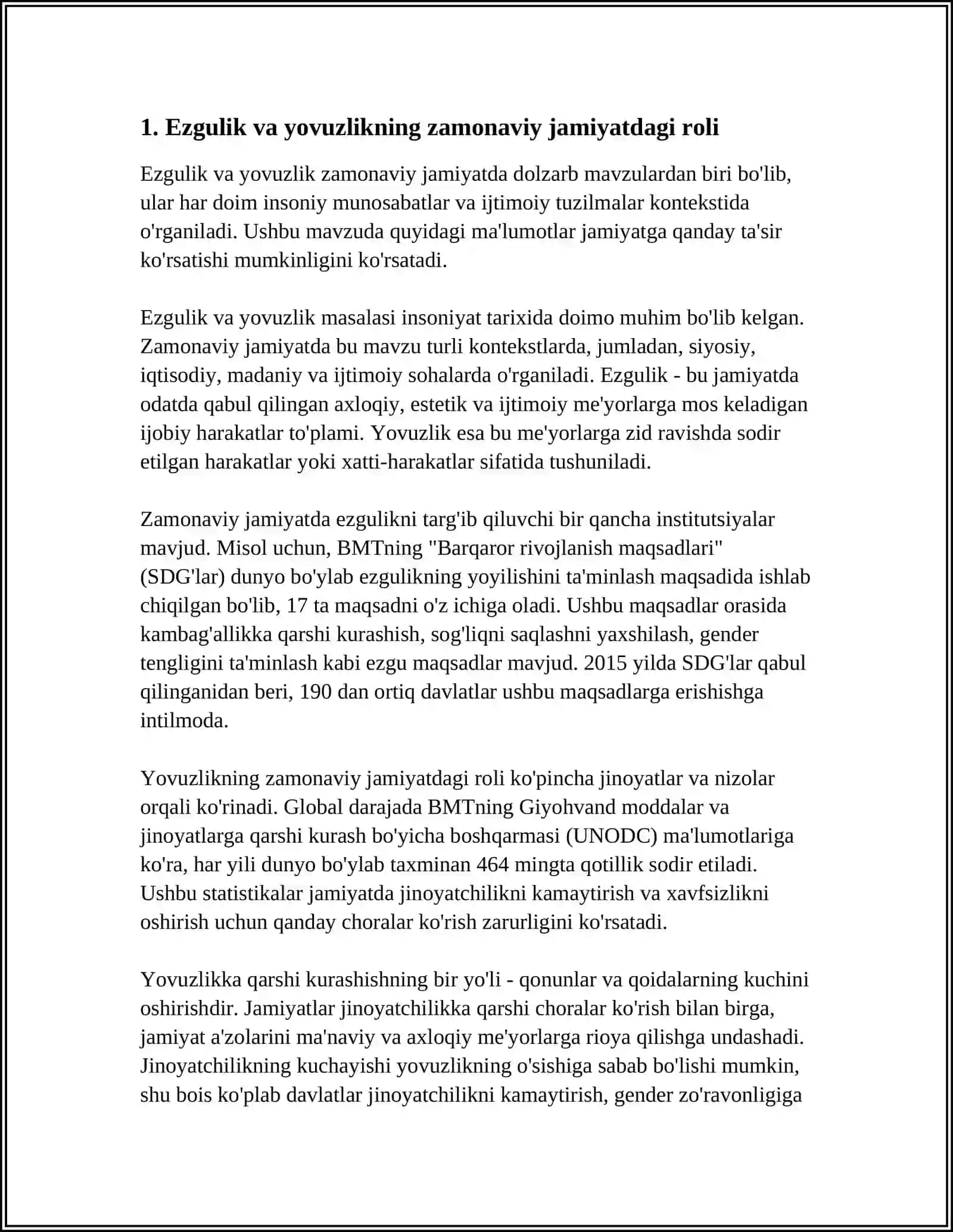 “EZGULIK”, “YOVUZLIK”, “TO‘G‘RI”, “NOTO‘G‘RI”, “ROST”, “YOLG‘ON” TUSHUNCHALARGA OID ZAMONAVIY AXLOQIY QARASHLAR 4