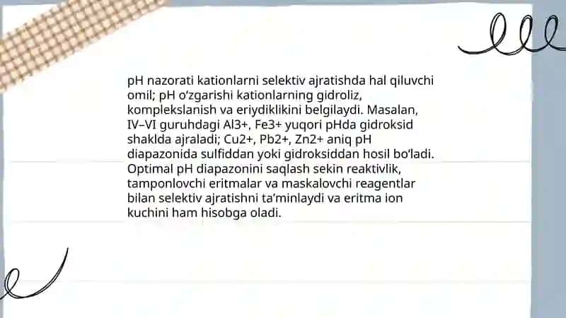 IV VI Guruh kationlari aralshmasining tahlili 4