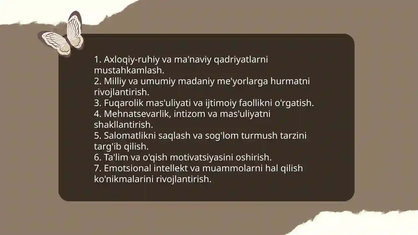 Tarbiyaviy soatlarning maqsadi va asosiy vazifalari turlari va tuzilishi 4