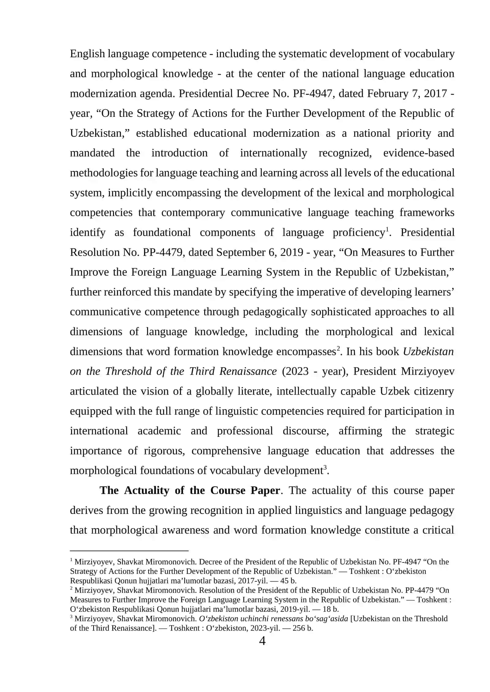THEME: THE ROLE OF WORD FORMATION IN LANGUAGE LEARNING 4