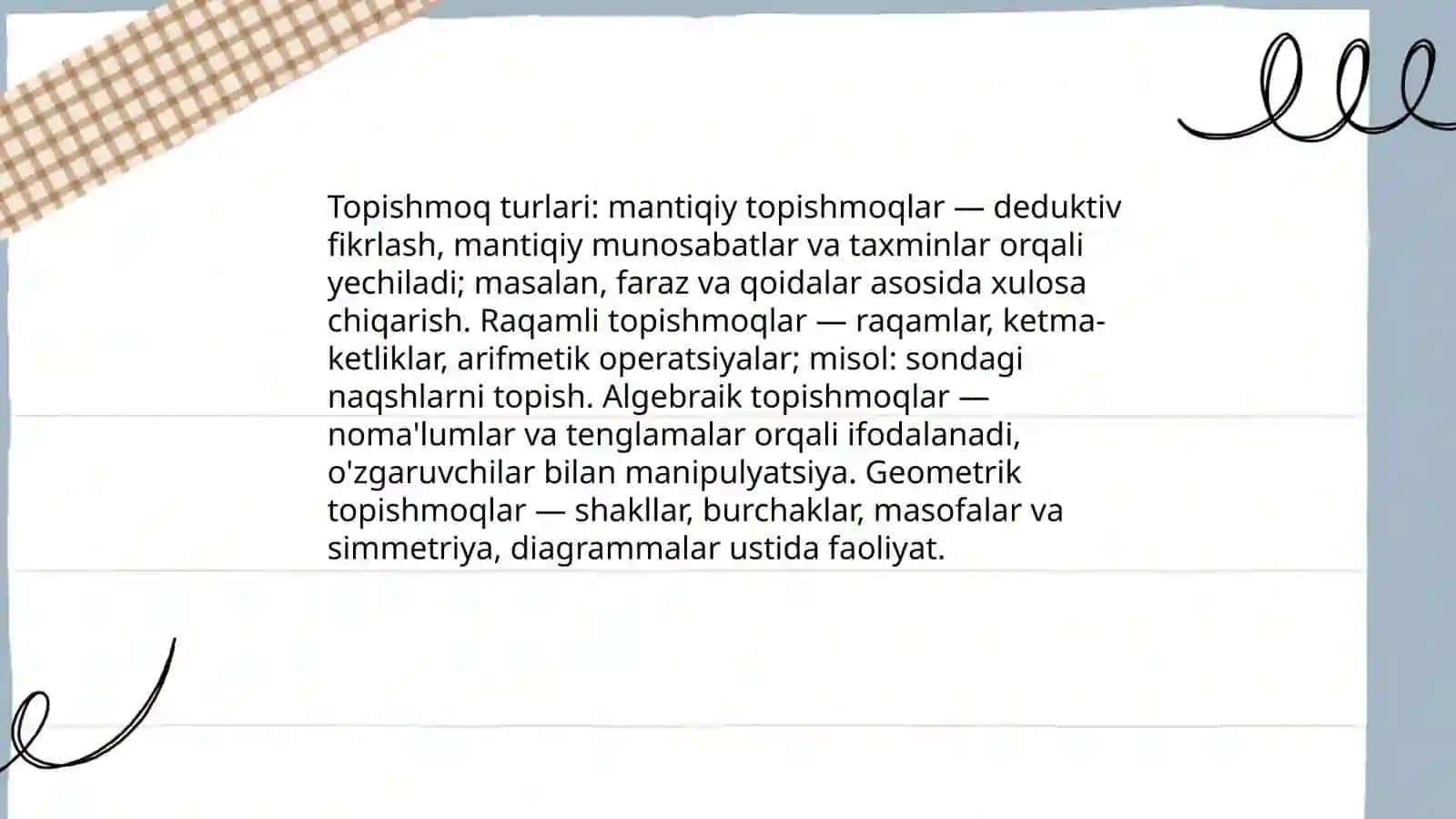 Matematik topishmoqlarni oʻrganish 4