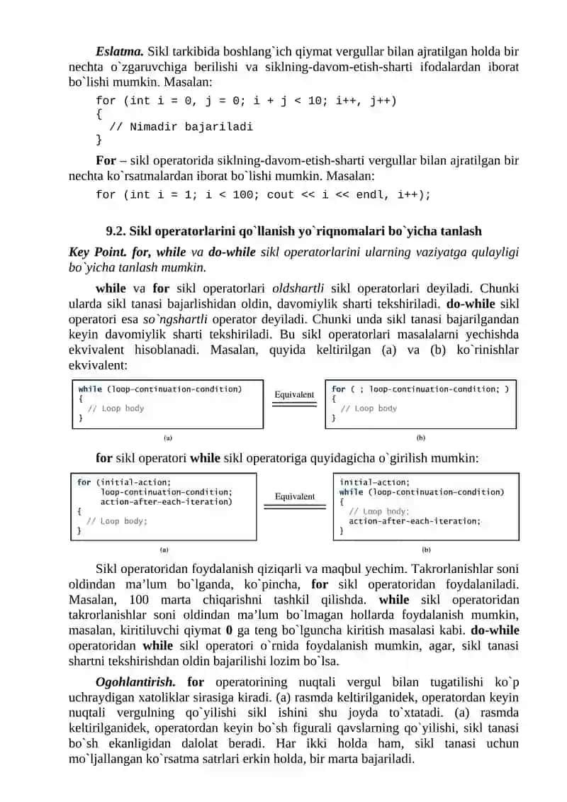 For – parametrli va ichma-ich joylashgan takrorlash operatorlari. 4