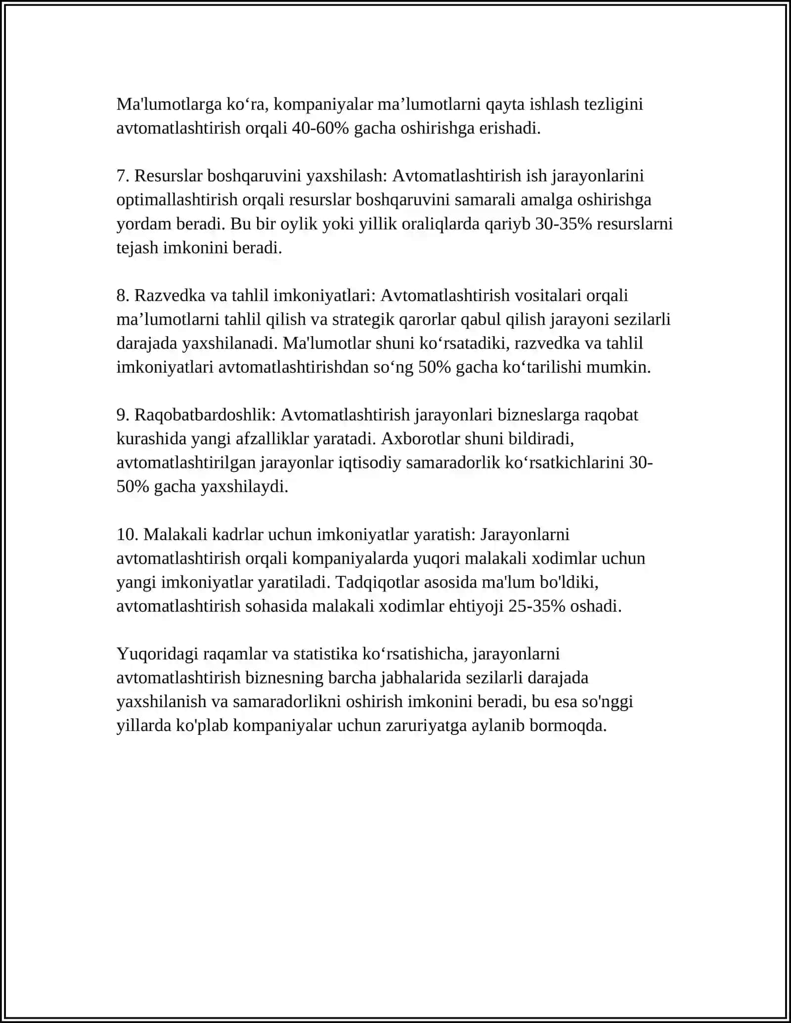 JARAYONLARNI AVTOMATLASHTIRISHNING AXAMIYATI 4