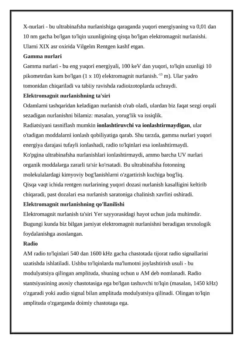 HARBIY SHAROITDA HAYOTGA HAVF SOLUVCHI HOLATLAR: YUQORI CHASTOTALI ELEKTROMAGNIT NURLANISH BIOLOGIK TA'SIR 4