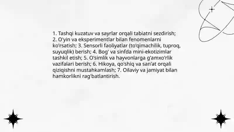 Ilk qadam davlat dasturi tabiat bilan tanishtirish mazmuni 4