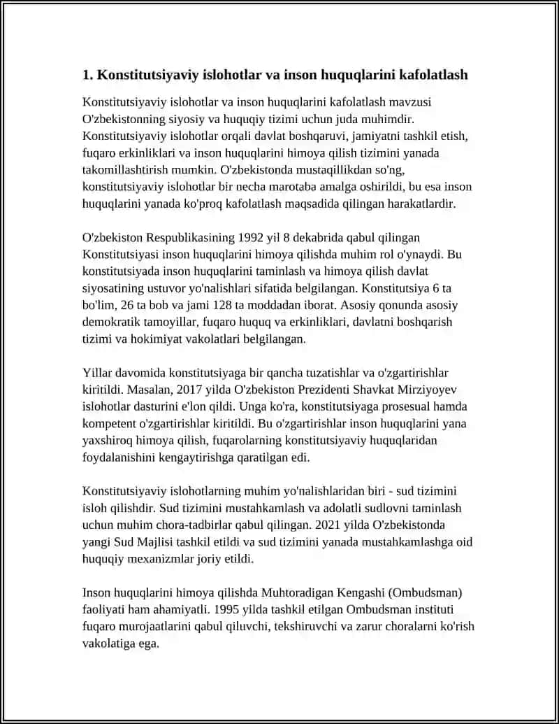 YANGI OZBEKISTONDA INSON HAQ HUQUQLARI VA ERKINLIKLARI KAFOLATINING YARATILISHI 4