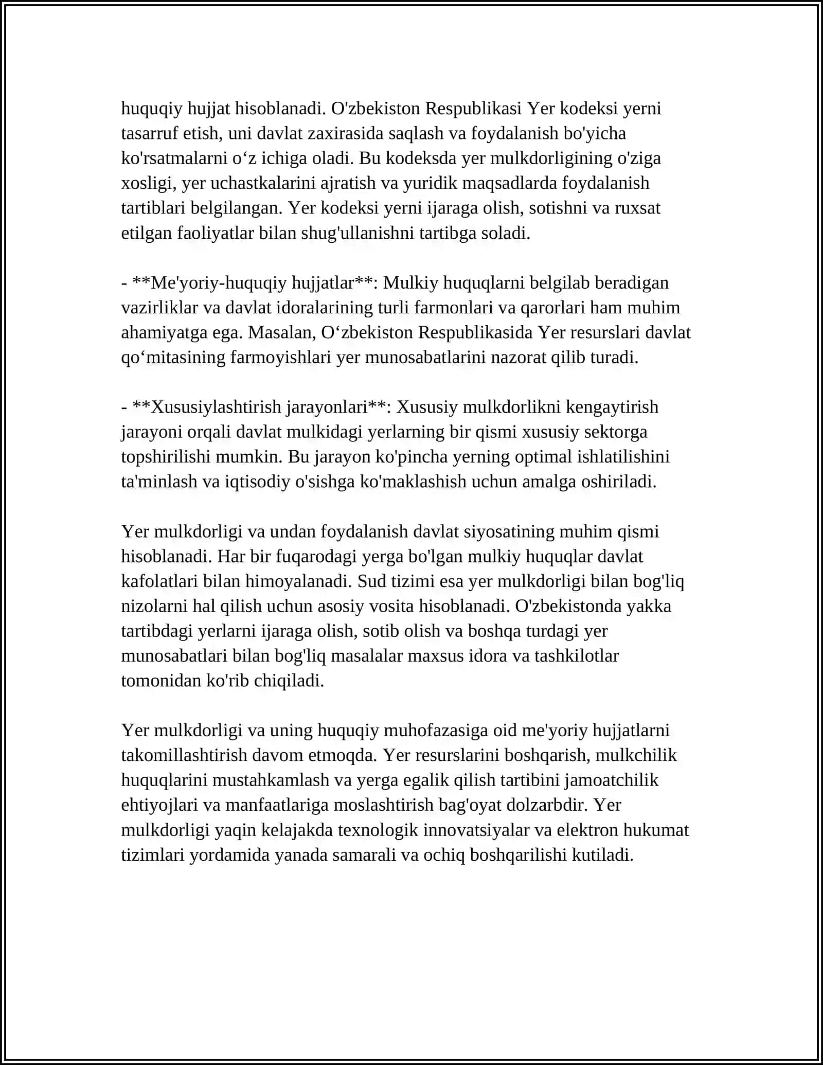 QISHLOQ HO’JALIGIDAGI MULK VA TADBIRKORLIK SHAKLLARINING TAKOMILLASHTIRILISHI 4