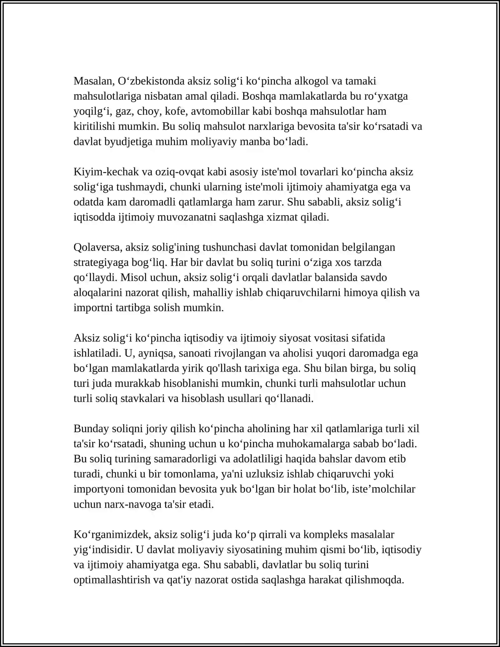 AKSIZ SOLIGʻI 4
