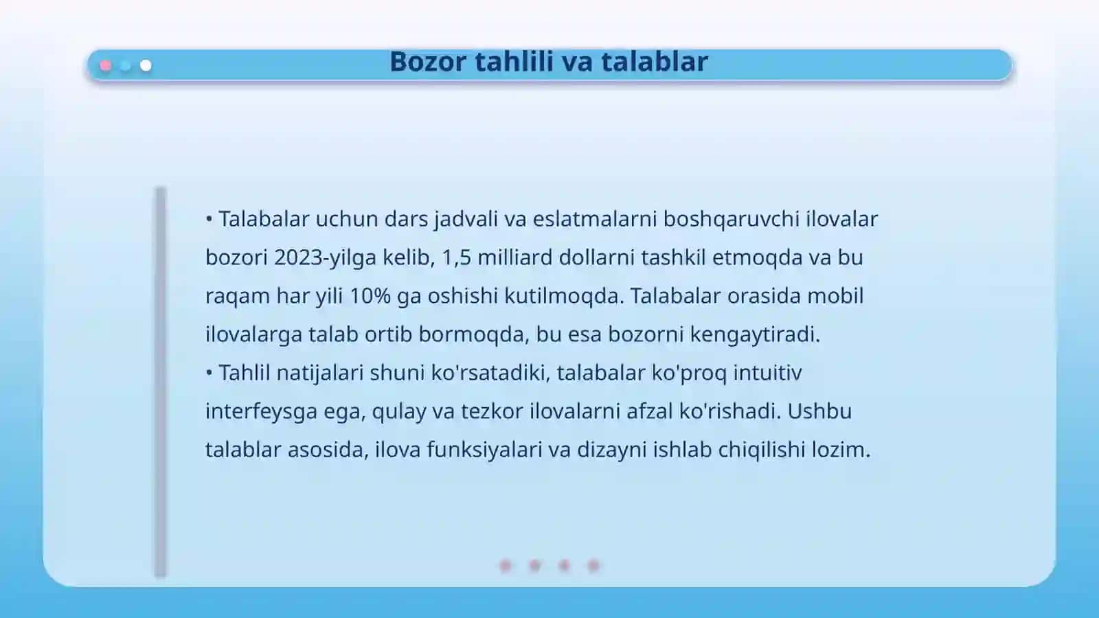 Talabalar uchun dars jadvali va eslatmalarni boshqaruvchi mobil ilova ishlab chiqish 4
