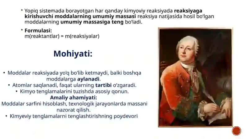 Massaning saqlanish qonuni . massa defekti, tarkibning diomiylik qonuni karali nisbatlar qonuni hajmiy nisbatlar qonnuni ekvivalet qonuni avagadro qonuni 4