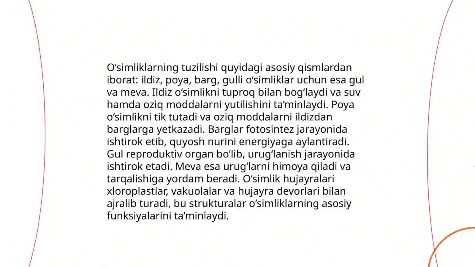 O'simliklar dunyosi va ularni hayot tarzi haqidagi bilimlarni bilib olish 4
