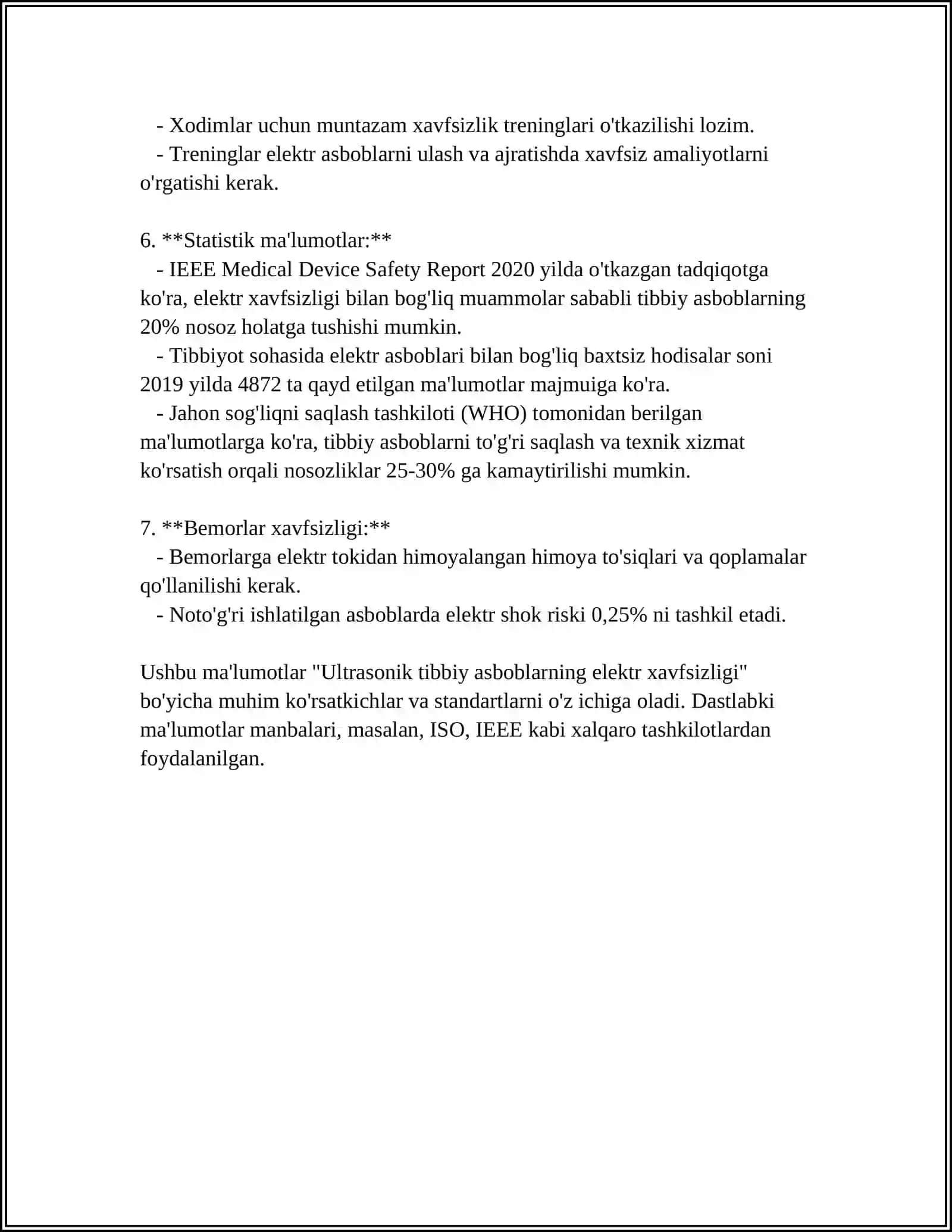 ULTRATOVUSH APPARATLARINI ELEKTR XAVFSIZLIGI 4