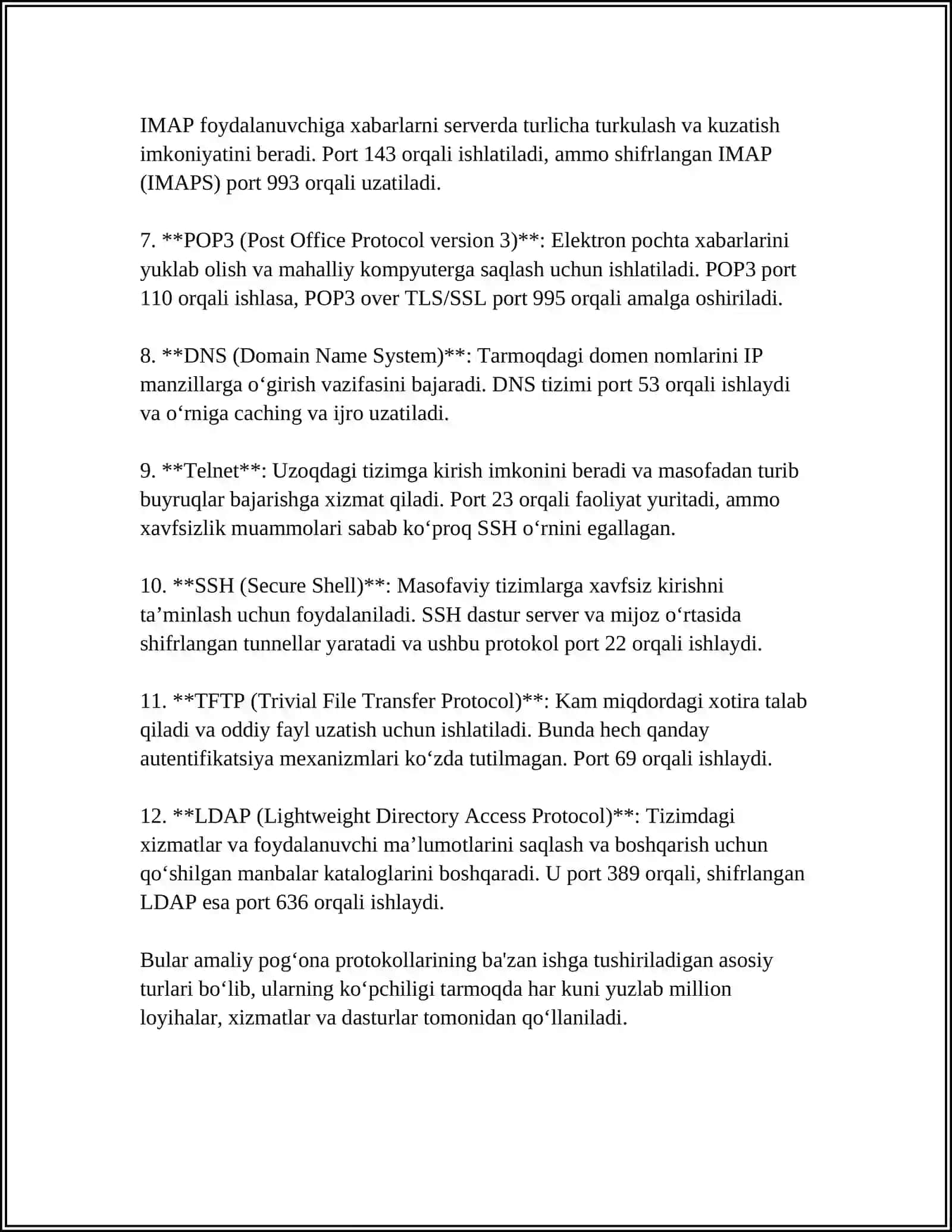 AMALIY POG‘ONA PROTOKOLLARI. FUNKSIYALARITELNET. FTP VA TFTP. NETWORK TIME PROTOCOL 4