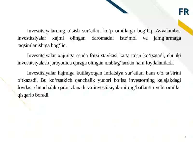 INVESTITSIYALAR TARKIBI VA ULARDAN SAMARALI FOYDALANISH HOLATI TAHLILI 4