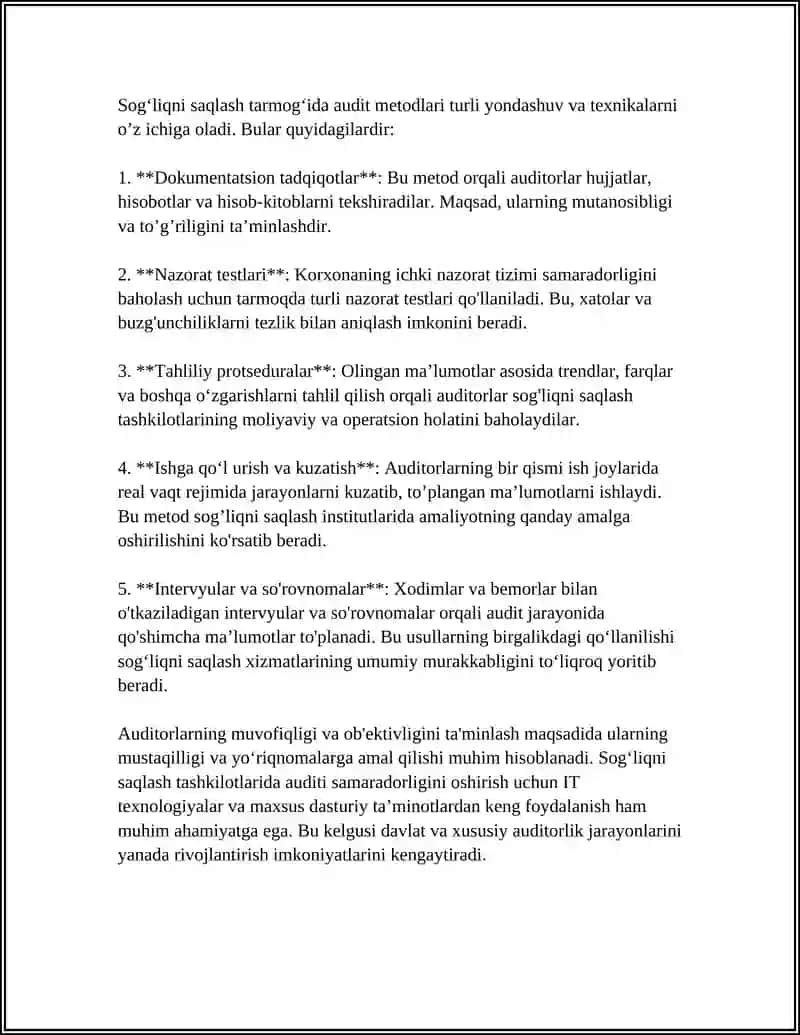 BOSHQA TARMOQLARDA AUDIT FANINING OBYEKTI VA METODI 4