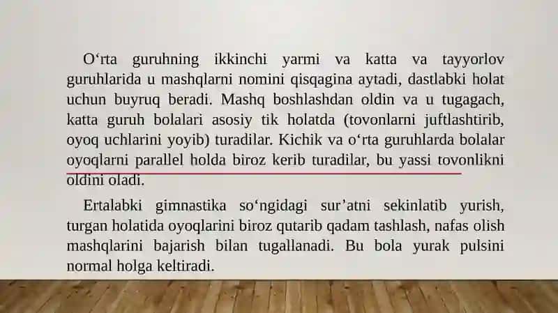 Maktabgacha yoshdagibolalarjismoniy mashg‘ulotlarining tuzilishi,mazmuniva o‘tkazish metodikasi 4