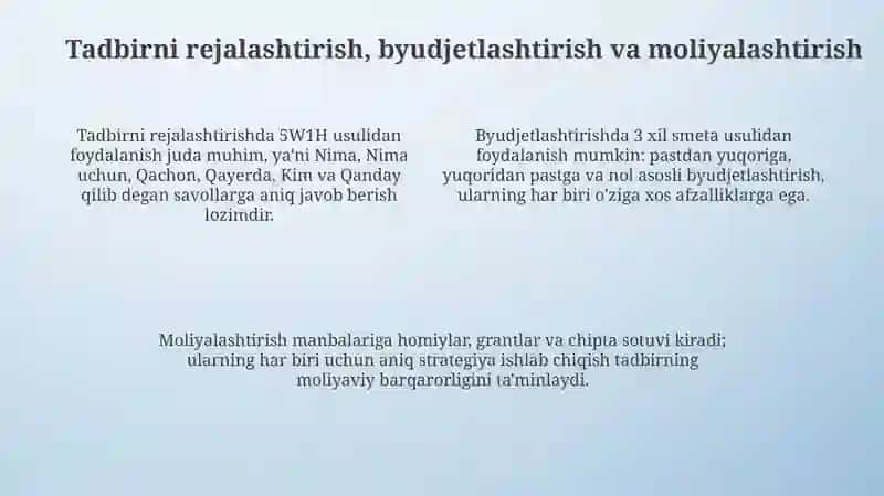 Ommaviy tadbirlar va ularni tashkil etish 4