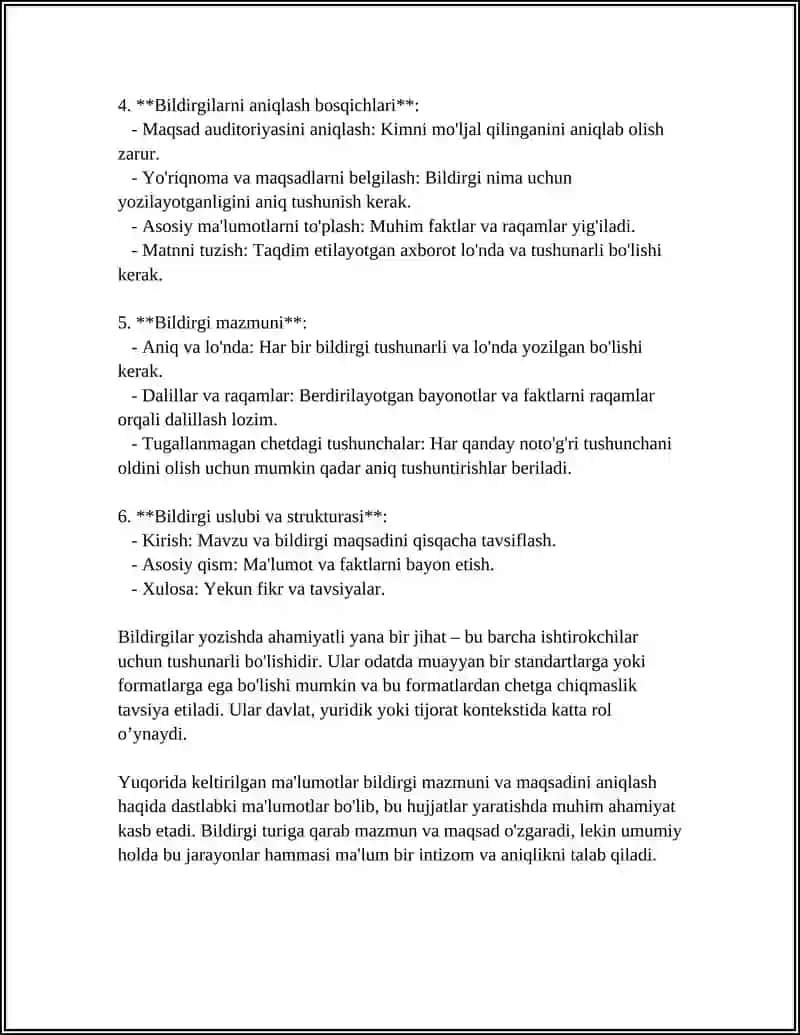 BILDIRGI TAYYORLASH 4
