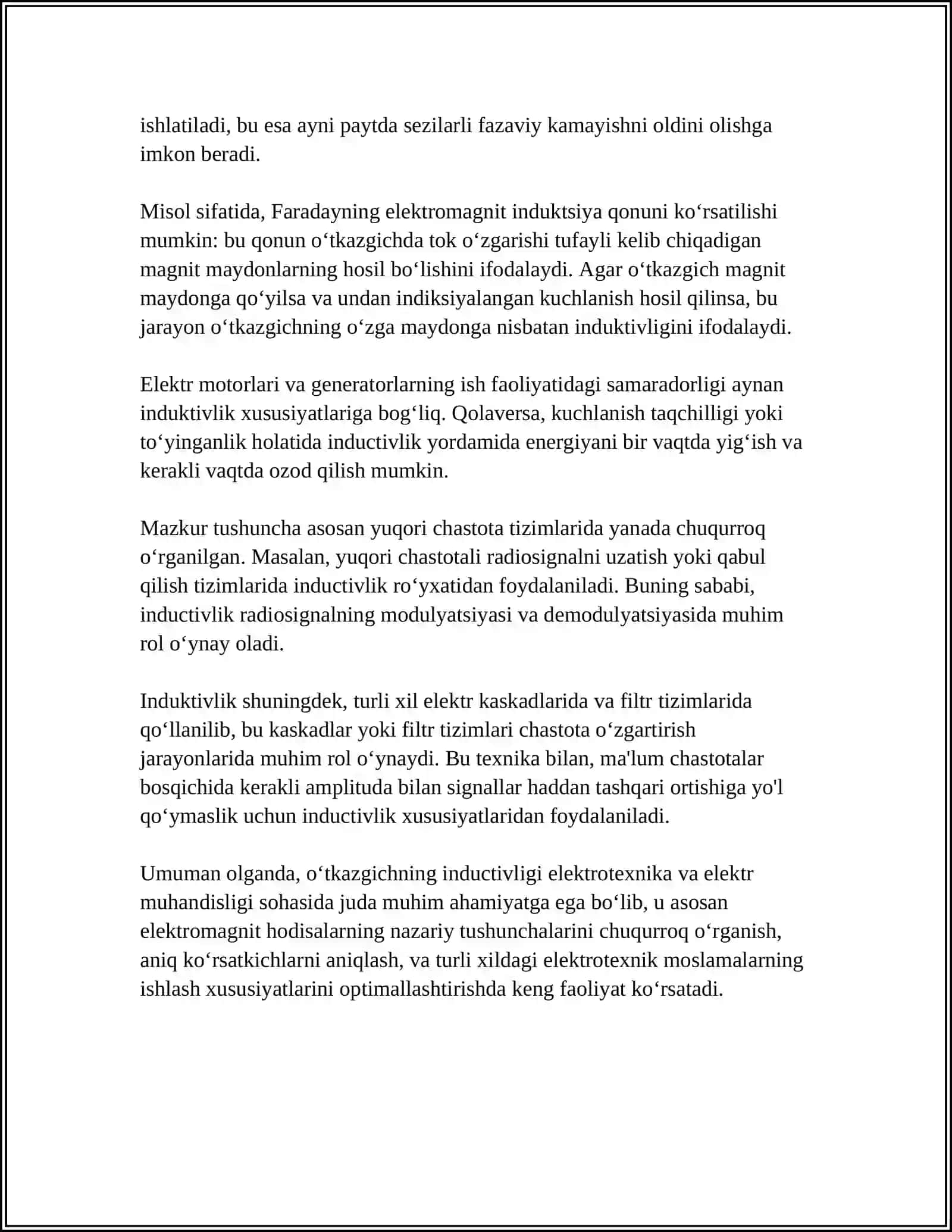 O‘tkazgichning induktivligi tushunchasi 4