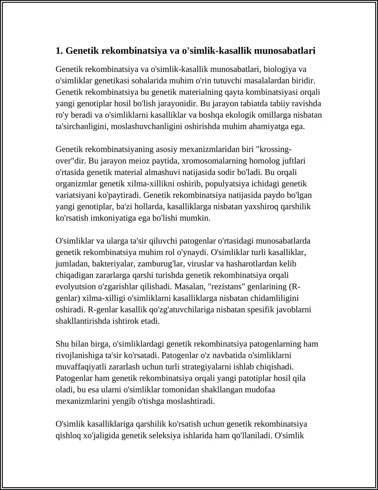 Genetik rekombinatsiya va o'simlik-kasallik munosabatlari 4