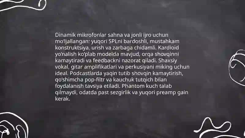 Kondensator mikrofonlar: tuzilishi 4