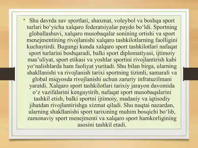 Xalqaro sport tashkilotlari va sport menejmentidagi xorijiy tajribalar 4