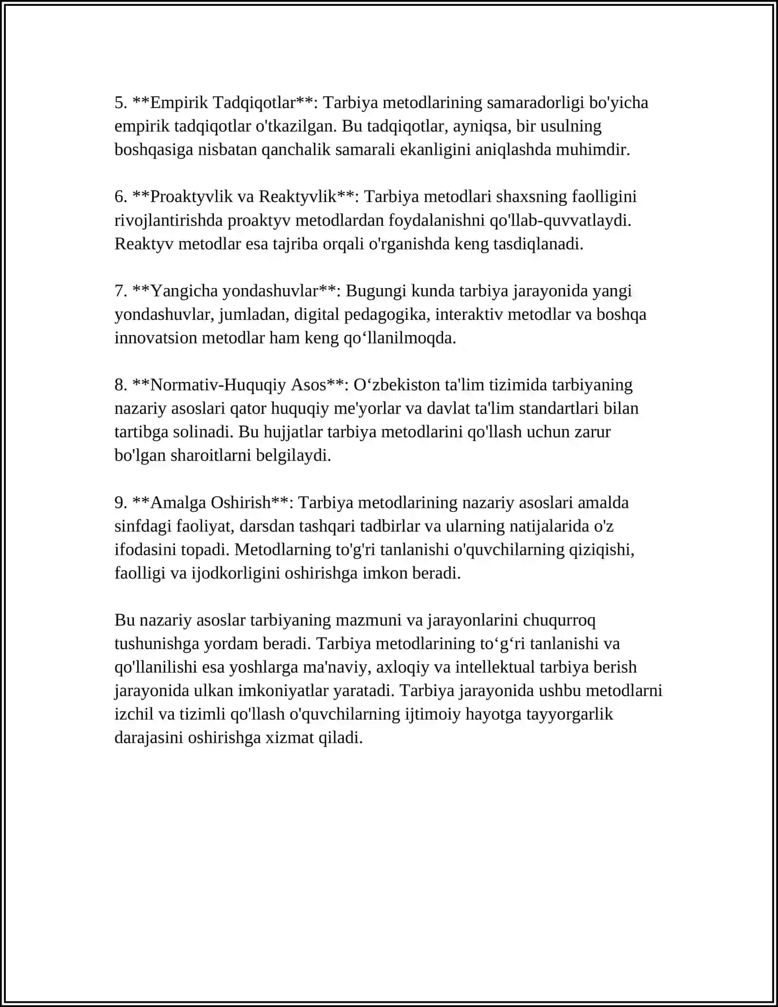 TARBIYA METODLARINI MAQSADI, VAZIFALARI VA TURKUMLANISHI 4