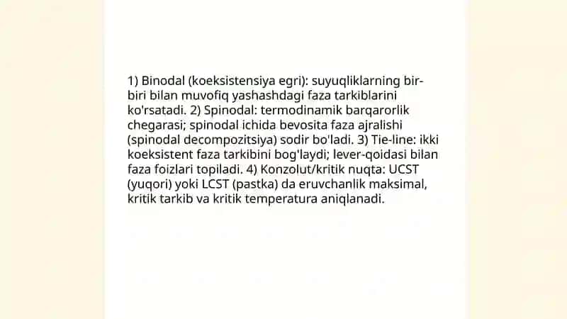 Suyuqliklarni suyuqliklarda erishi 4