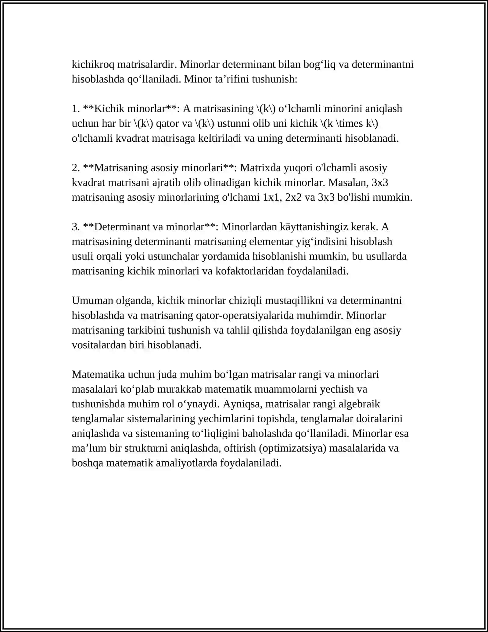 MATRISA RANGINI MINORLAR ORQALI TOPISH USULLARI 4