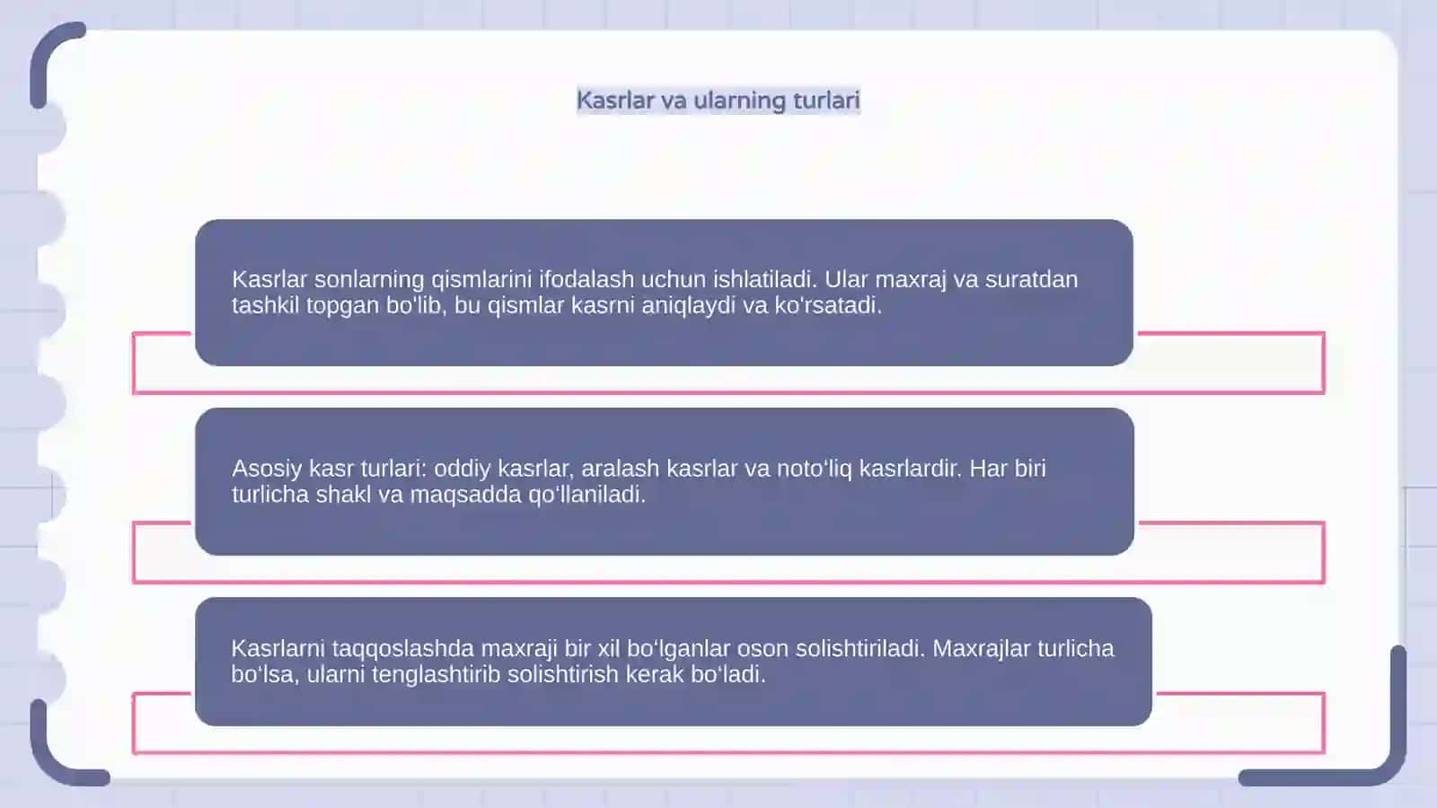 Kasrlarni taqqoslash 4