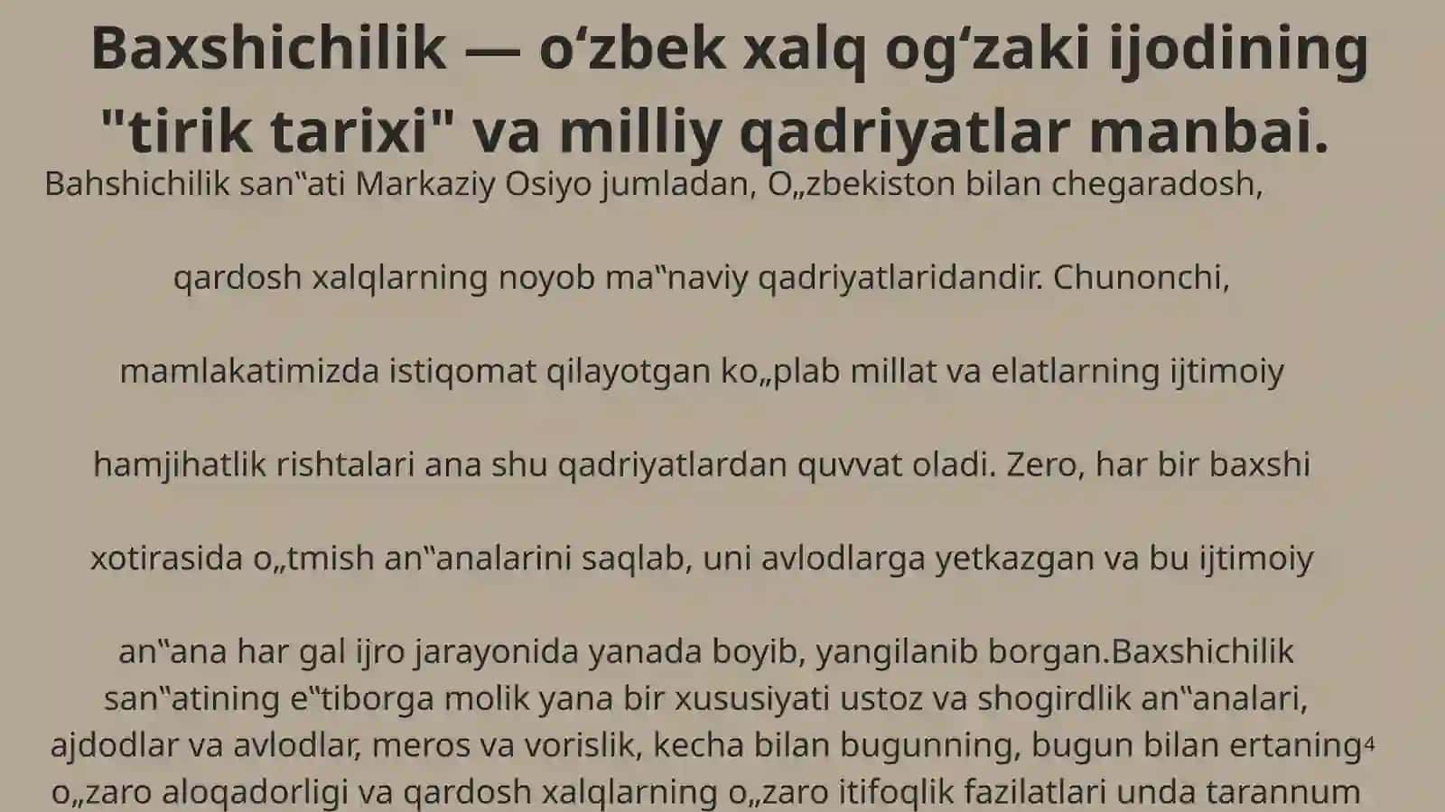 Xalq pedagogikasida baxshichilik sanʼati ahamiyati 4