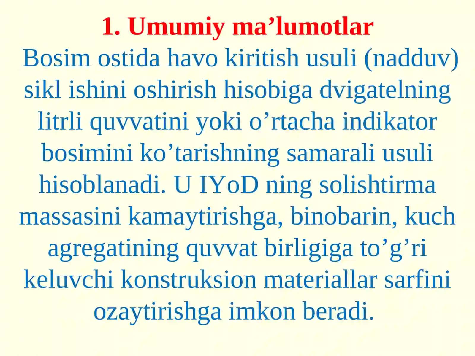 Bosim Ostida Havo Kiritish Bilan Dvigatelning Asosiy Ekspluatasion Xususiyatlariniyaxshilash 4