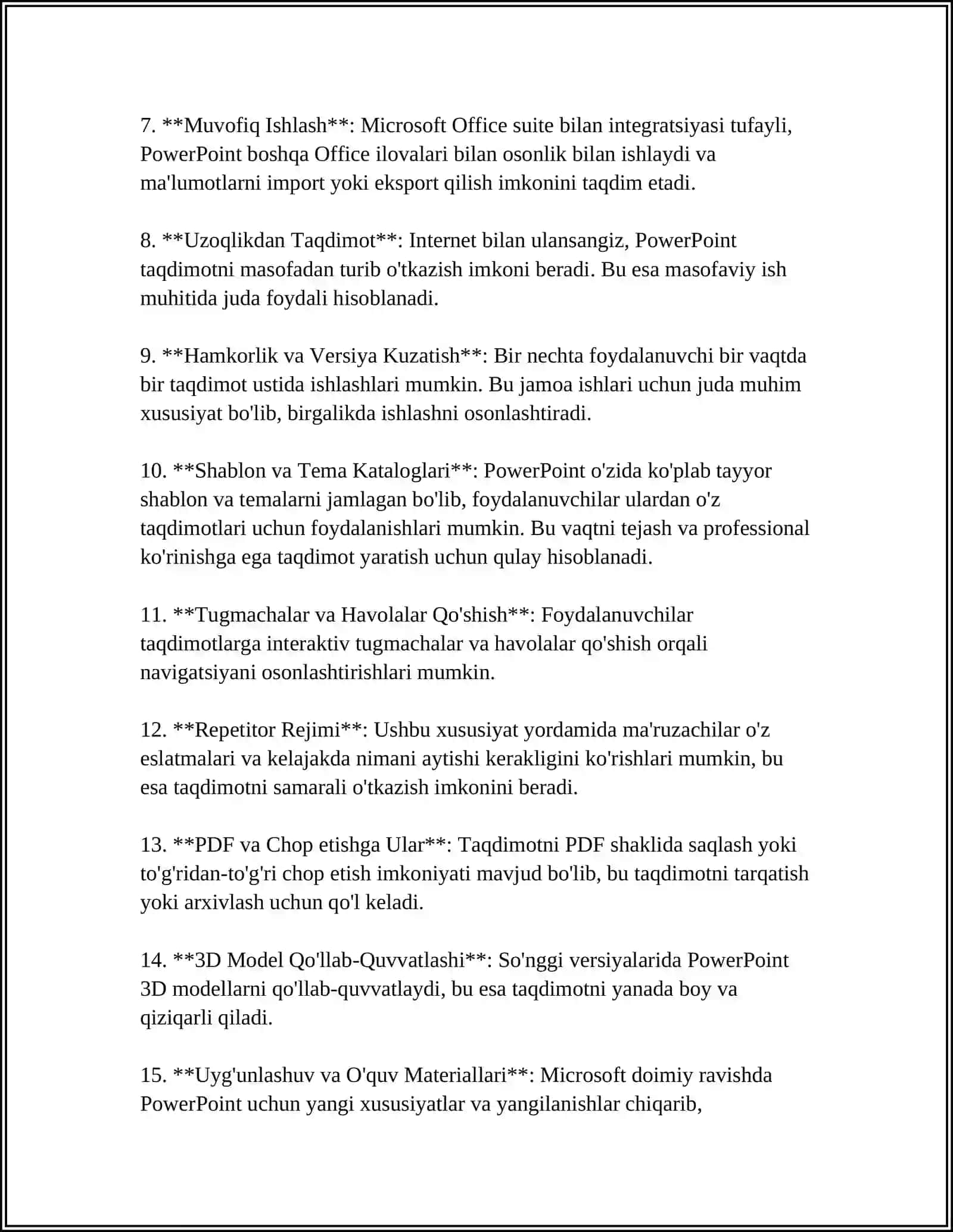 MS POWER POINT DASTURI ORQALI SOHA BOʻYICHA ANIMATSION TAQDIMOTNOMA TAYYORLASH 4