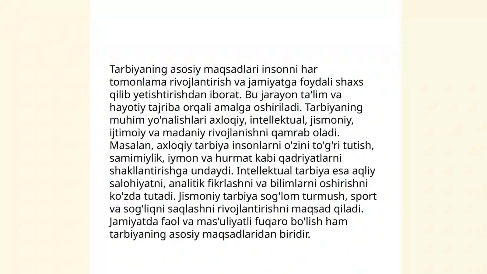 Tarbiya jarayonining mohiyati, mazmuni, tarbiya tamoyillari va metodlari 4
