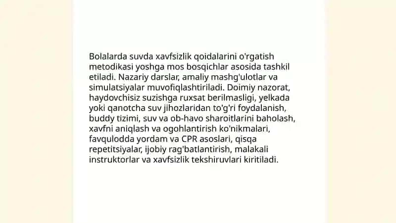 Suv sportiga tayyorlashda xavfsizlik qoidalarini oʻrgatish 4